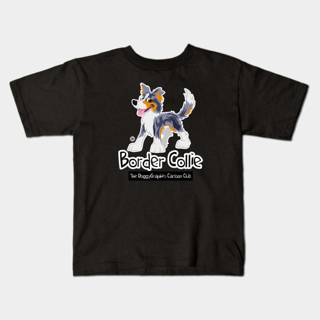 CartoonClub Border Collie - Merle Tricolor Kids T-Shirt by DoggyGraphics